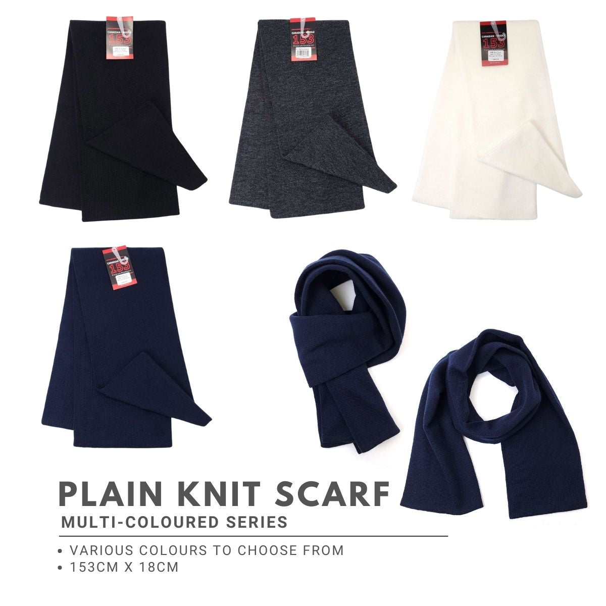 Classic Knit Scarf - Double Layer, Multi-Coloured Best Seller Dozen Special