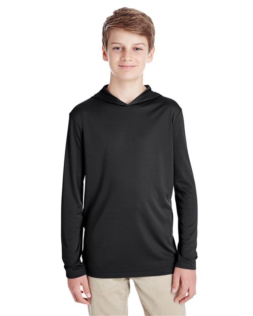 Youth Zone Performance Hooded T-Shirt - - 14324 3-3.9 oz 713D9 AB Exclusive Brands CA New ab Crewneck Long Sleeves Moisture-Management New AB Performance Polyester - 100% S&S Exclusive Brands Side Seams T-Shirts T-Shirts - Long Sleeve Team 365 Tops TT41Y Youth