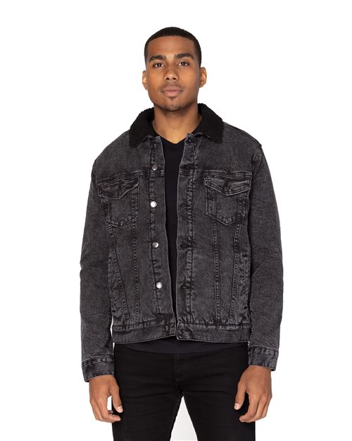 Unisex Sherpa-Lined Denim Jacket - - 14372 14 oz and over 372J 796E0 CA New ab Cotton Denim Jackets Mens & Unisex New AB Outerwear Pockets Recycled Sherpa Spandex Sustainable Styles Threadfast Apparel