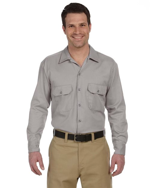 Unisex Long-Sleeve Work Shirt - - 14767 321E6 574 Dickies Dress Shirts Long Sleeves Mens & Unisex Pockets Tops Wovens Wovens & Dress Shirts