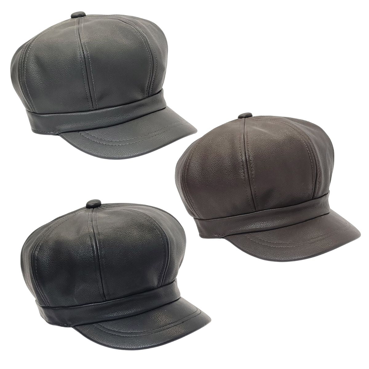 Newsboy Hat - PU Leather, Multi-Coloured Dozen Special Mix&Match