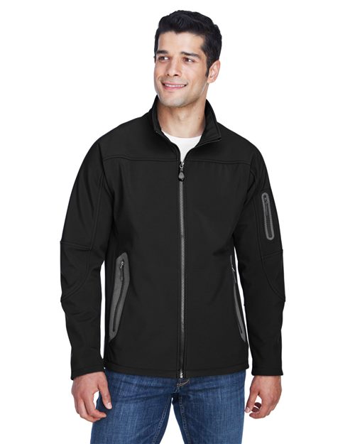 Men's Three Layer Fleece Bonded Shell Technical Jacket - - 15406 11-11.9 oz 135D3 88138 AB Exclusive Brands Adjustable CA New ab Drawstring Full-Zips Jackets Mens & Unisex New AB North End Outerwear Performance Pockets Polyester S&S Exclusive Brands Soft Shells Spandex Water Resistant Zips