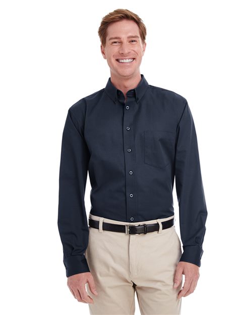 Men's Tall Foundation Cotton Twill Shirt with Teflon - - 15737 White 6-6.9 oz 829B9 AB Exclusive Brands CA New ab Cotton - 100% Dress Shirts Harriton Long Sleeves M581T Mens & Unisex New AB Pockets S&S Deep Deals Stain Resistant Talls Teflon Tops Workwear Wovens Wovens & Dress Shirts