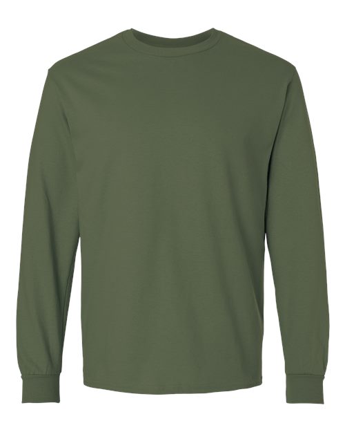 Gildan 2400, Unisex Ultra Cotton Long Sleeve T-shirt, Military Green