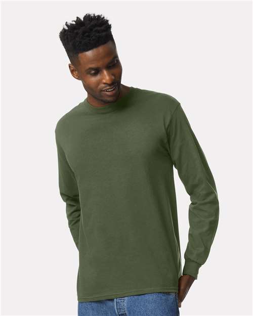 Gildan 2400, Unisex Ultra Cotton Long Sleeve T-shirt, Military Green