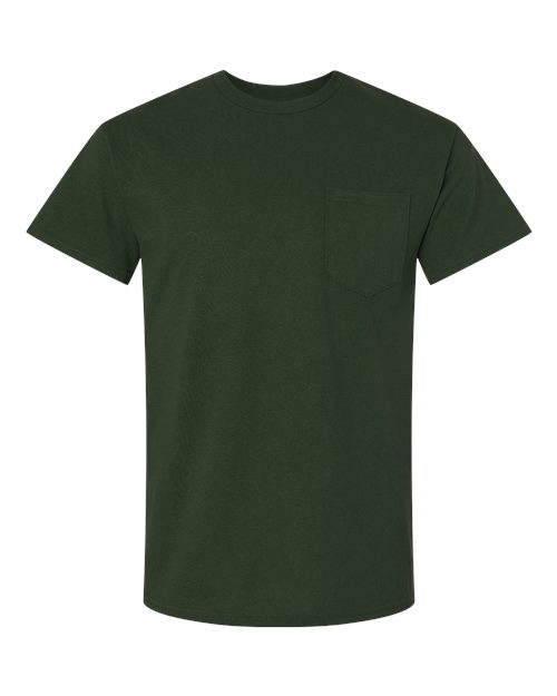 Gildan 2300, Unisex Ultra Cotton Pocket T-shirt, Forest Green