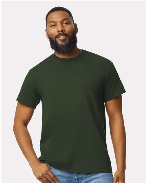 Gildan 2300, Unisex Ultra Cotton Pocket T-shirt, Forest Green
