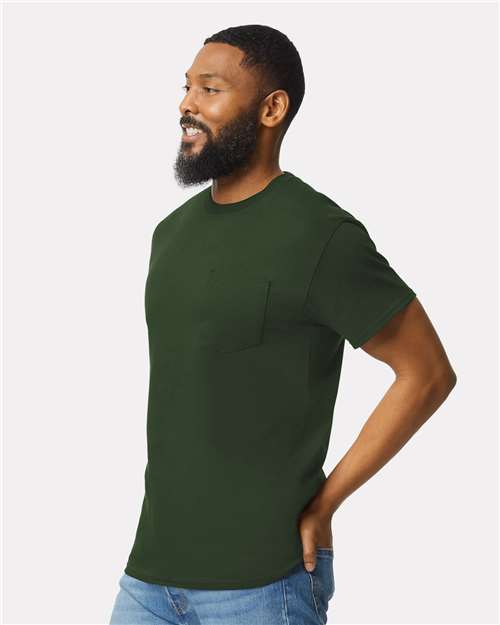 Gildan 2300, Unisex Ultra Cotton Pocket T-shirt, Forest Green