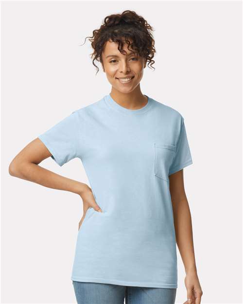 Unisex Ultra Cotton® Pocket T-Shirt - - 155 Light Blue 07060 2300 6-6.9 oz Adult Best Selling Brands Core T-Shirts Cotton Cotton - 100% Cotton - Over 50% Crewneck Eco-Friendly Gildan Go To Basics High Visibility Mens & Unisex No Visible Logos Outdoor Workwear Pockets Regular (5-6 oz) Safety Screen Print Self Collar Short Sleeves Socially Conscious Manufacturing Soft Cotton Technology Styles Sustainable Manufacturing Sustainable Styles T-Shirts T-Shirts - Premium Tear Away Tops Unisex Workwear