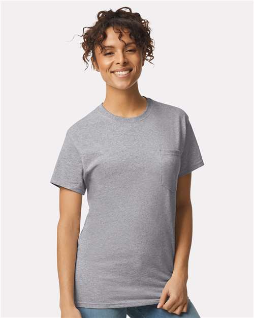 Unisex Ultra Cotton® Pocket T-Shirt - - 155 Sport Grey 07060 2300 6-6.9 oz Adult Best Selling Brands Core T-Shirts Cotton Cotton - 100% Cotton - Over 50% Crewneck Eco-Friendly Gildan Go To Basics High Visibility Mens & Unisex No Visible Logos Outdoor Workwear Pockets Regular (5-6 oz) Safety Screen Print Self Collar Short Sleeves Socially Conscious Manufacturing Soft Cotton Technology Styles Sustainable Manufacturing Sustainable Styles T-Shirts T-Shirts - Premium Tear Away Tops Unisex Workwear