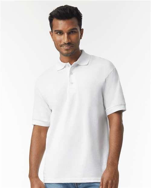 Gildan 8800 Unisex DryBlend® Jersey Polo White Cotton Cotton-Poly Blend Jersey Midweight Moisture-Wicking Polos Polos & Knits Polyester Regular Fit Sport / Athletic Tear-Away Label Tops Womens Womens Tops