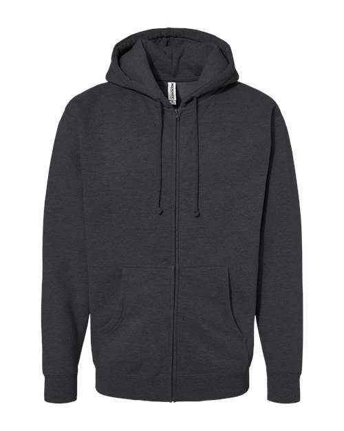 Independent Trading Co. IND4000Z, Unisex Heavyweight Full-zip Hooded Sweatshirt, Charcoal Heather
