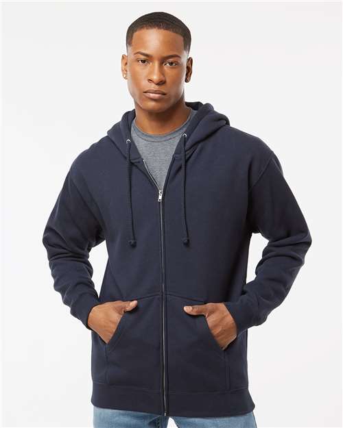 Independent Trading Co. IND4000Z, Unisex Heavyweight Full-zip Hooded Sweatshirt, Navy