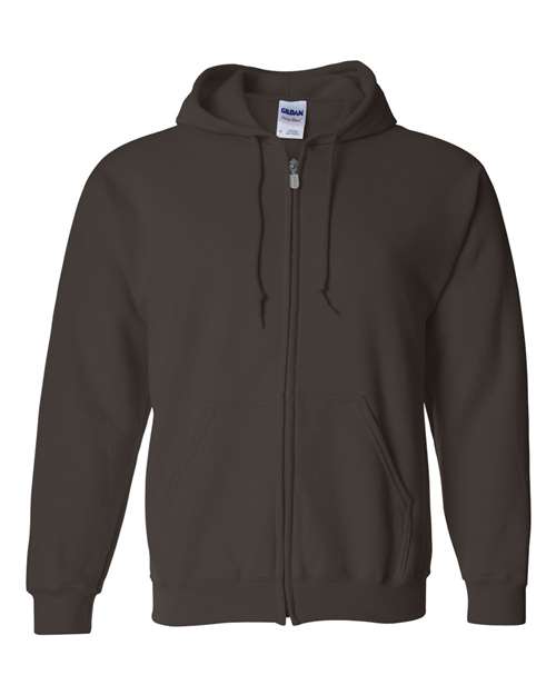 Gildan 18600, Unisex Heavy Blend Full-zip Hooded Sweatshirt, Dark Chocolate