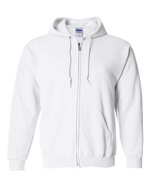 Gildan 18600, Unisex Heavy Blend Full-zip Hooded Sweatshirt, White