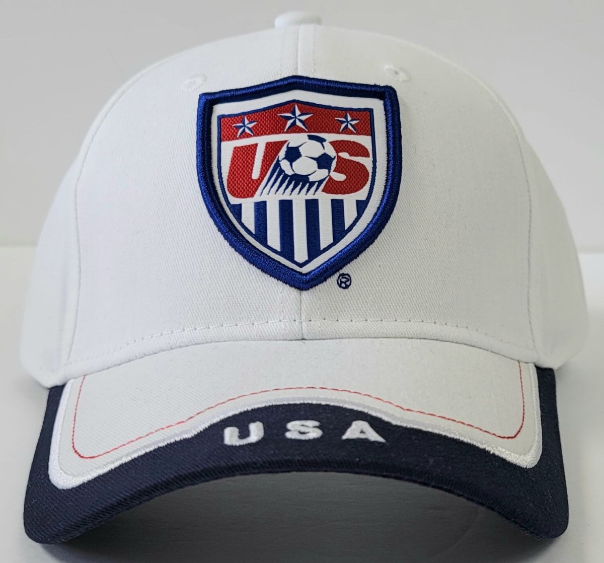 Soccer National Team Logo cap - USA, White & Navy OSFA, SNTUSA White OSFA Sports team