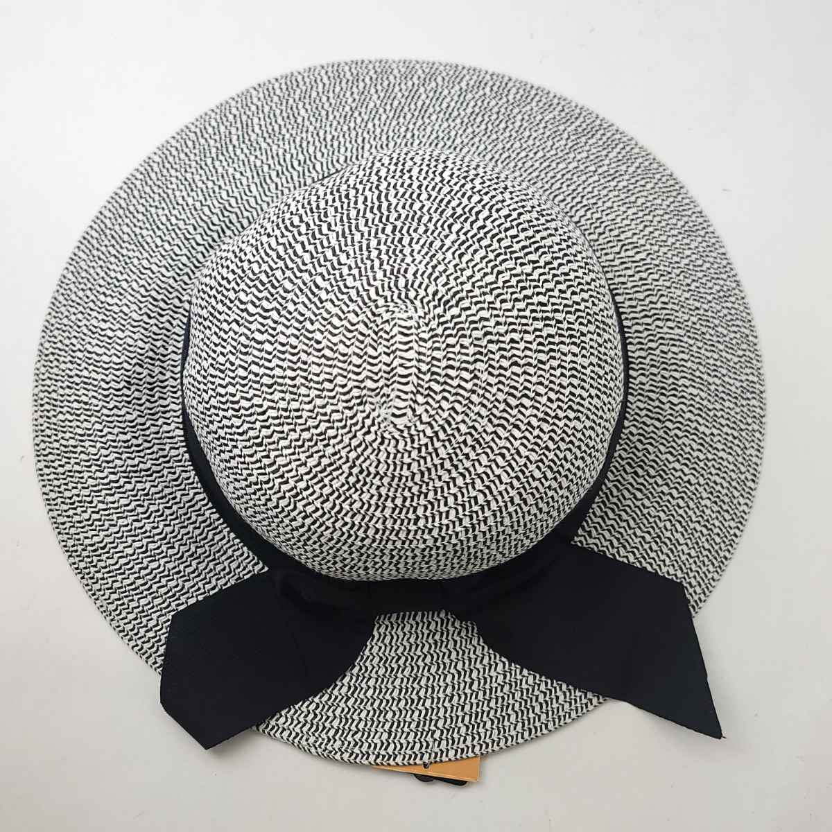 Floppy Hat - Round 3.5" Brim, Black & White, Adjustable Summer Summer Hat
