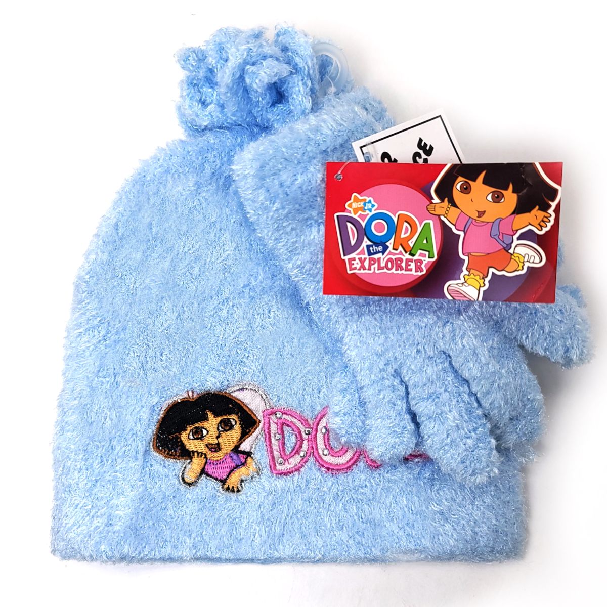 Youth - Dora the Explorer, 2pcs set, Winter Pom Beanie & Gloves set Sky Blue Youth Youths