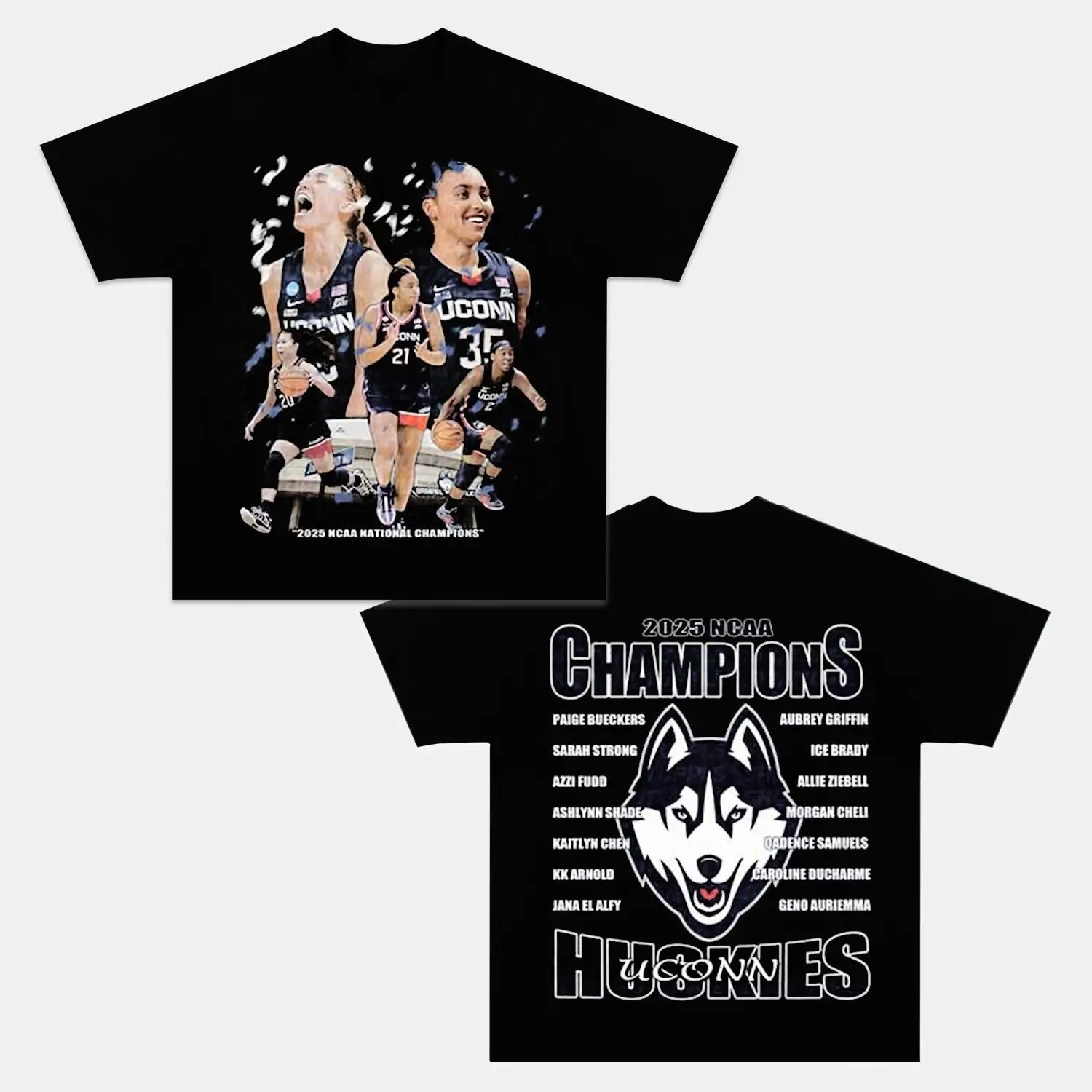 2025 NCAA CHAMPIONS UCONN TEE-DS BASKETBALL NBA SPORT