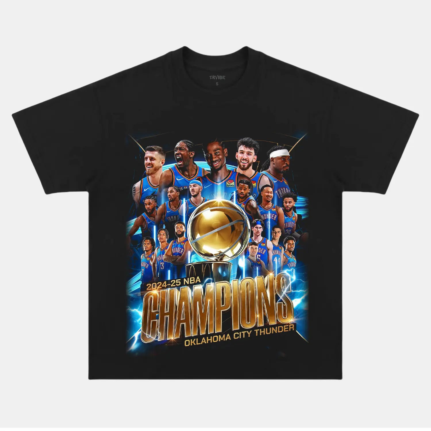 2025 OKCTHUNDER CHAMPIONSHIP VINTAGE CLOTHES V2 BLACK TEE BASKETBALL NBA SPORT
