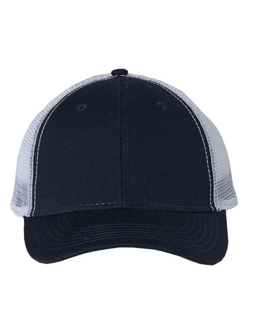 Bio-Washed Trucker Cap - - 482 Navy White Adjustable 27195 Adjustable Adult AH80 Company Store Hats Company Store Headwear Company Store Style Guide Cotton Cotton - Over 50% Embroidered Fitness and Wellness Go To Fashion Hats Headwear Hook and Loop Mens & Unisex Mesh Mesh Back Mid Profiles No Visible Logos One Size Open Backs Polyester Pre-Curved Visor School & Team Screen Print Six-Panel Socially Conscious Manufacturing Structured Sustainable Manufacturing Sustainable Styles Truckers Valucap