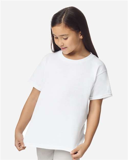 Gildan 8000B, Youth Dryblend T-shirt, White