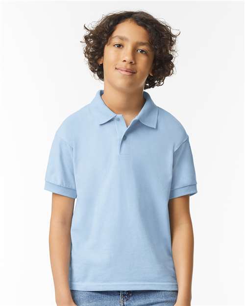 Gildan 8800B, Youth Dryblend Jersey Polo, Light Blue
