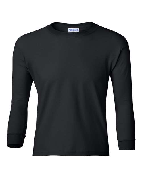 Ultra Cotton® Youth Long Sleeve T-Shirt - - 583 Black S 2400B 34060 6-6.9 oz Best Selling Brands Cotton Cotton - 100% Cotton - Over 50% Crewneck Cuffed / Cuffs Gildan Go To Basics Long Sleeves No Visible Logos Regular (5-6 oz) School & Team Screen Print Self Collar Side Seams T-Shirts T-Shirts - Long Sleeve Tear Away Tops Unisex Youth