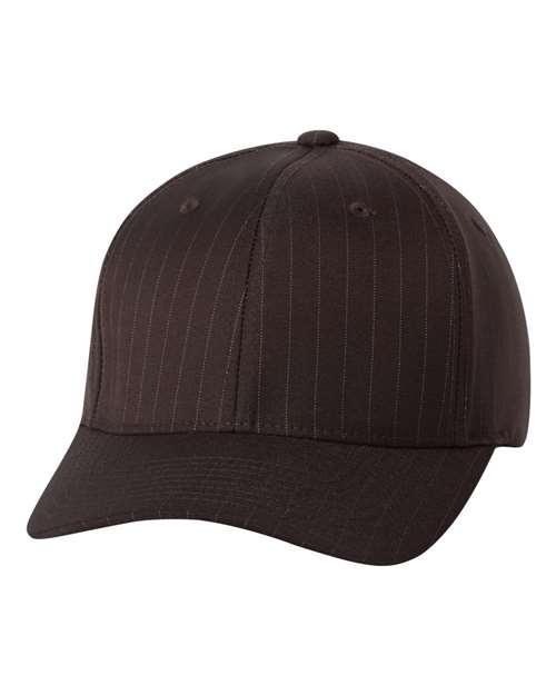 Pinstripe Cap - - 1362 Brown S M 6195P 82395 Adult Blends Embroidered Fitness and Wellness Fitted Flexfit Hats Headwear Mens & Unisex Mid Profiles No Treatment No Visible Logos Patterns and Prints Polyester Polyester - Over 50% Pre-Curved Visor Screen Print Six-Panel Spandex Stars & Stripes Stripes Structured