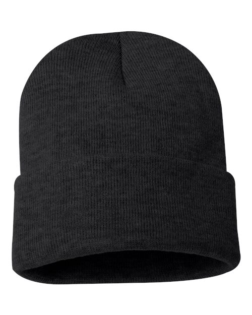 Sportsman SP12, 12" Solid Cuffed Beanie, Heather Charcoal