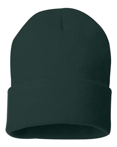 Sportsman SP12, 12" Solid Cuffed Beanie, Forest Green