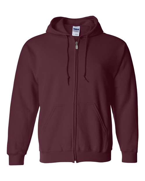 Gildan 18600, Unisex Heavy Blend Full-zip Hooded Sweatshirt, Maroon