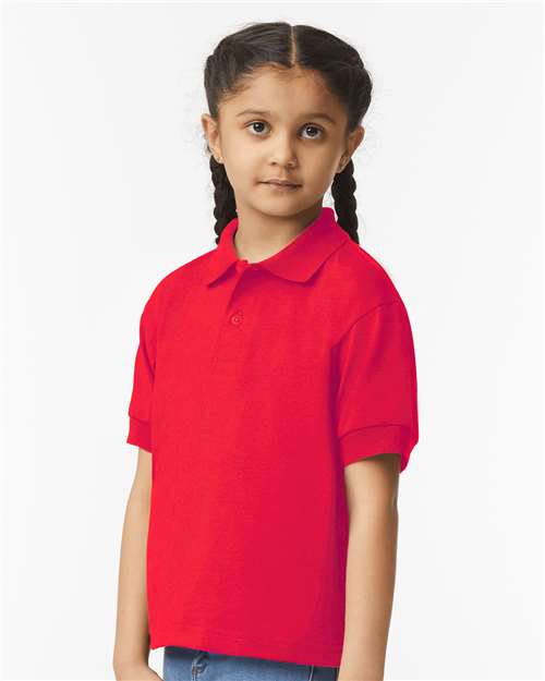 Gildan 8800B, Youth Dryblend Jersey Polo, Red