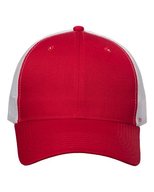 Mesh-Back Twill Trucker Cap - - 458 Red White Adjustable 2023 Fall Style Guide 24995 Adjustable Adult Blends Cotton Cotton - Over 50% Embroidered Fitness and Wellness FSG Fall Festivities FSG Professional Sports Merch Go To Basics Go To Fashion Hats Headwear Mens & Unisex Mesh Mesh Back Mid Profiles No Visible Logos One Size Open Backs Polyester Polyester - Over 50% Pre-Curved Visor School & Team Six-Panel Structured Truckers Valucap VC400 Y2K Fashion Trends