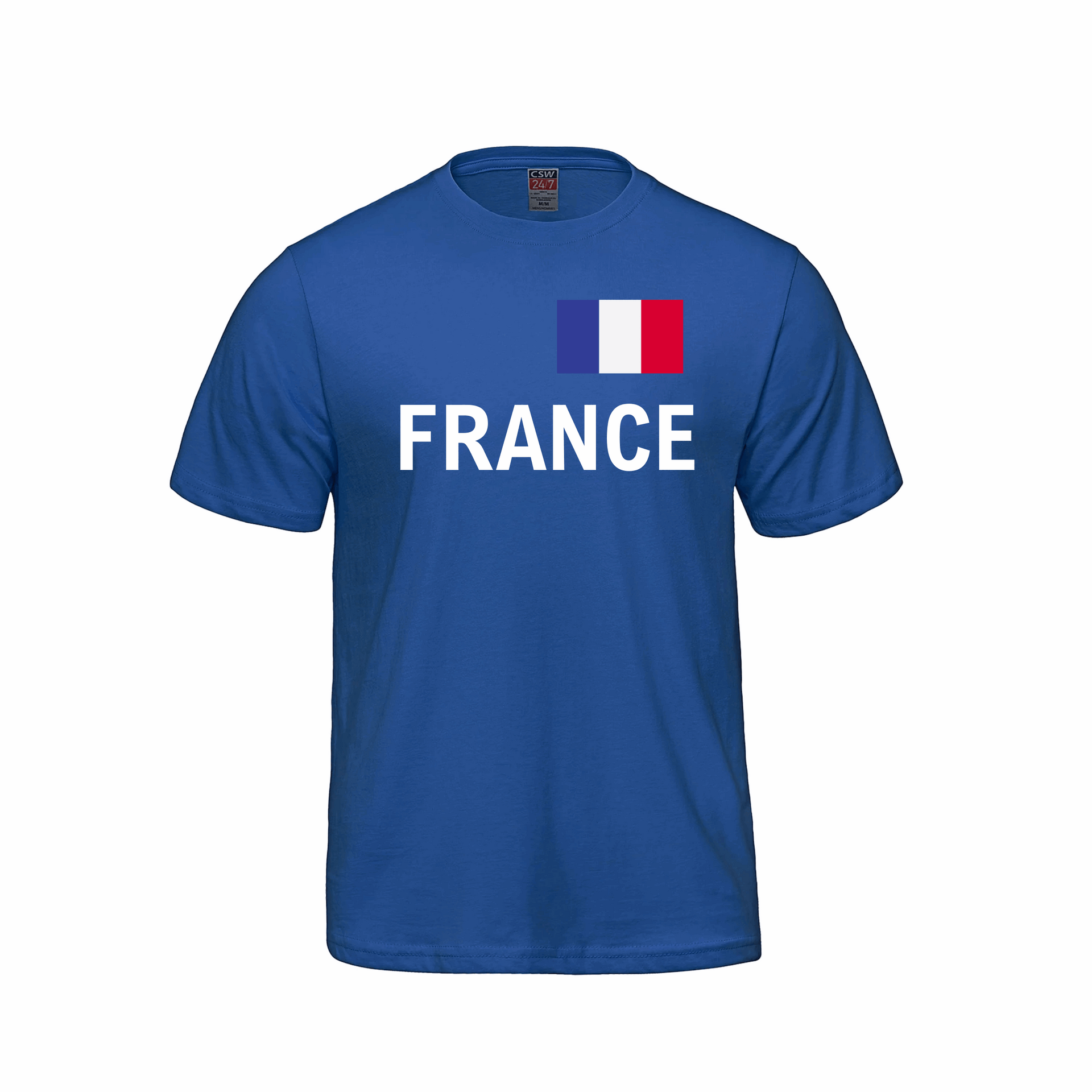 France World Football Fan Tee – Royal Blue football fan apparel France Fan Tee France Football France National Team France Soccer France Supporters Gear Les Bleus Shirt Royal Blue T-Shirt World Cup France World Cup T-Shirts World Football Collection World football fan gear