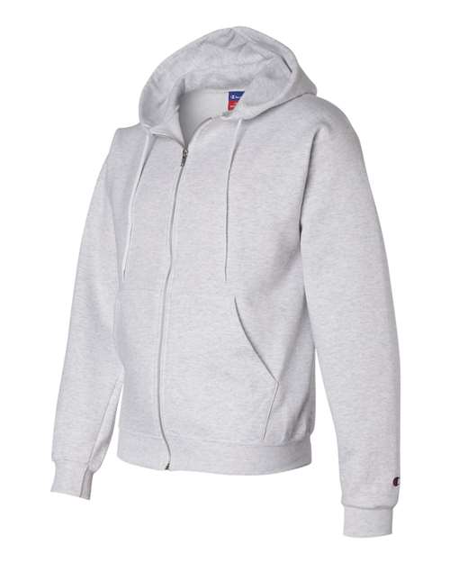 Champion S800, Unisex Powerblend Full-zip Hooded Sweatshirt, Silver Grey