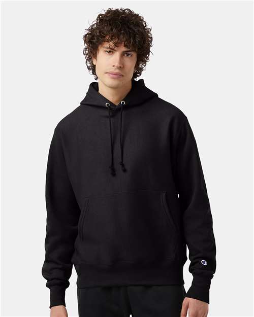 Champion S101, Unisex Reverse Weave Hooded Sweatshirt, Black