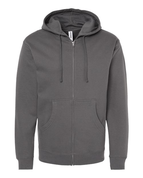 Independent Trading Co. SS4500Z, Unisex Midweight Full-zip Hooded Sweatshirt, Charcoal
