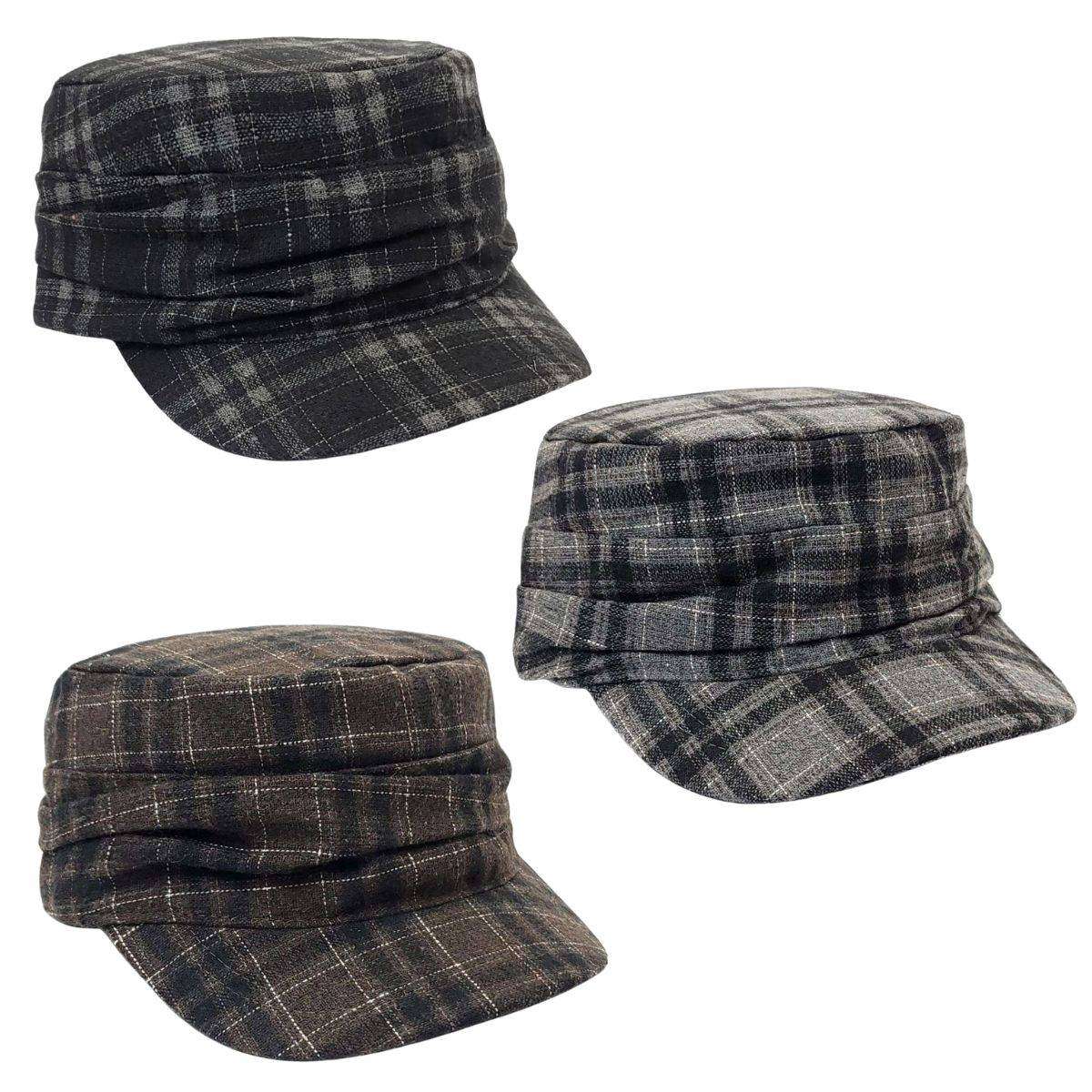 Cadet Cap -17072, Plaid with Folds, Multi-Coloured Military Cap
