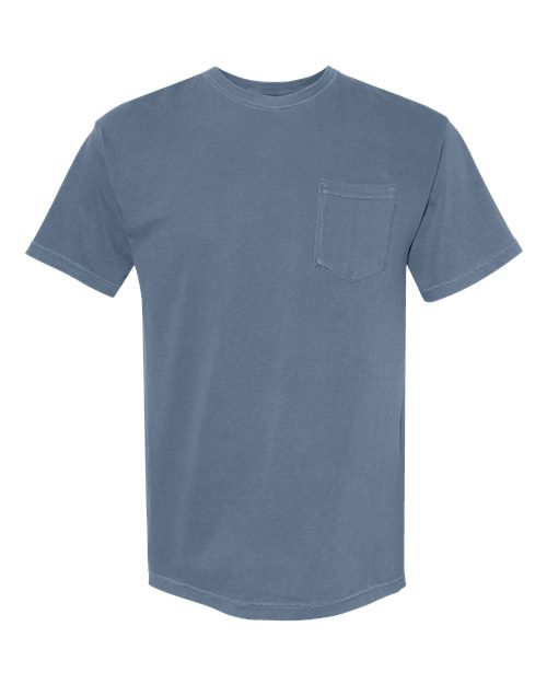 Comfort Colors 6030, Unisex Garment-dyed Heavyweight Pocket T-shirt, Blue Jean