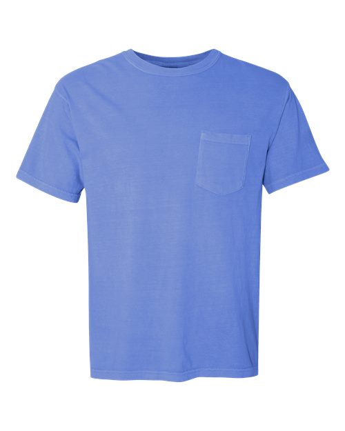 Unisex Garment-Dyed Heavyweight Pocket T-Shirt - Flo Blue - - 1963