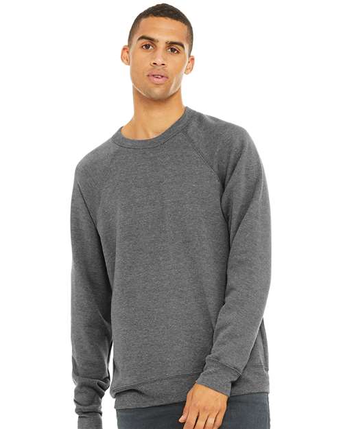 BELLA + CANVAS 3901, Unisex Sponge Fleece Raglan Crewneck Sweatshirt, Grey Triblend