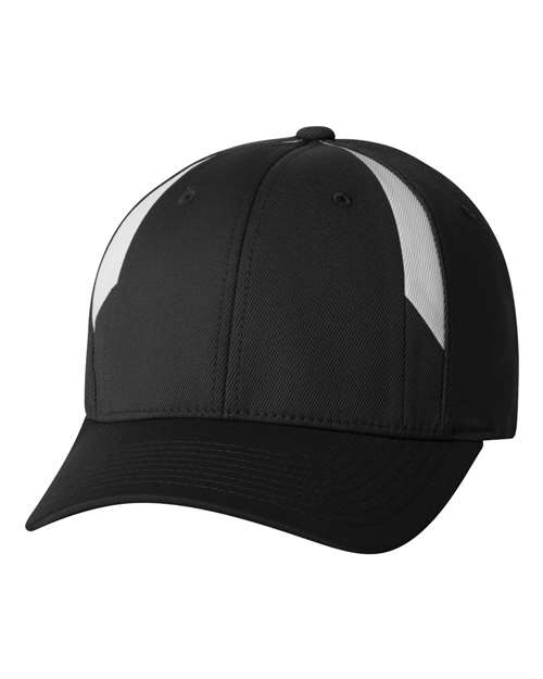 Pro-Formance Cut & Sew - - 2005 Black White 6595 82895 Adult Blends Embroidered Flexfit Hats Headwear Mid Profiles Moisture-Management No Visible Logos Performance Polyester Screen Print Spandex