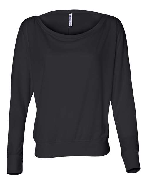 Women’s Flowy Off Shoulder Long Sleeve Tee - - 2032 Black XS 3-3.9 oz 87606 8850 Adult BELLA + CANVAS Best Selling Brands Blends Company Store Female Faves Company Store Style Guide Company Store Tops Cotton - Combed Cuffed / Cuffs Eco Dyed Fashion T-Shirts Fitted Go To Fashion Light (Under 5 oz) Long Sleeves Neons No Treatment No Visible Logos Polyester - Over 50% Premium Fashion Rayon S&S Deep Deals Screen Print Side Seams T-Shirts T-Shirts - Long Sleeve Tear Away Tops Womens