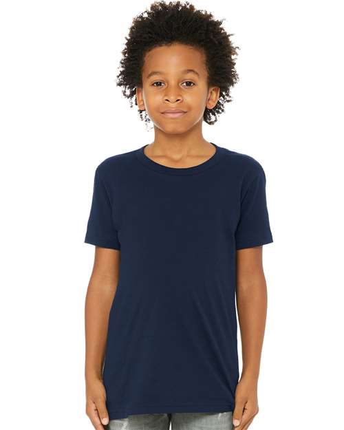 BELLA + CANVAS 3001Y, Youth Jersey Tee, Navy