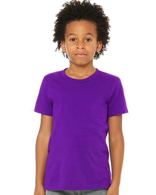 BELLA + CANVAS 3001Y, Youth Jersey Tee, Team Purple