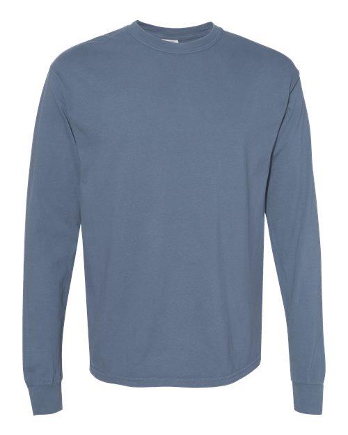 Unisex Garment-Dyed Heavyweight Long Sleeve T-Shirt - Blue Jean - - 2217