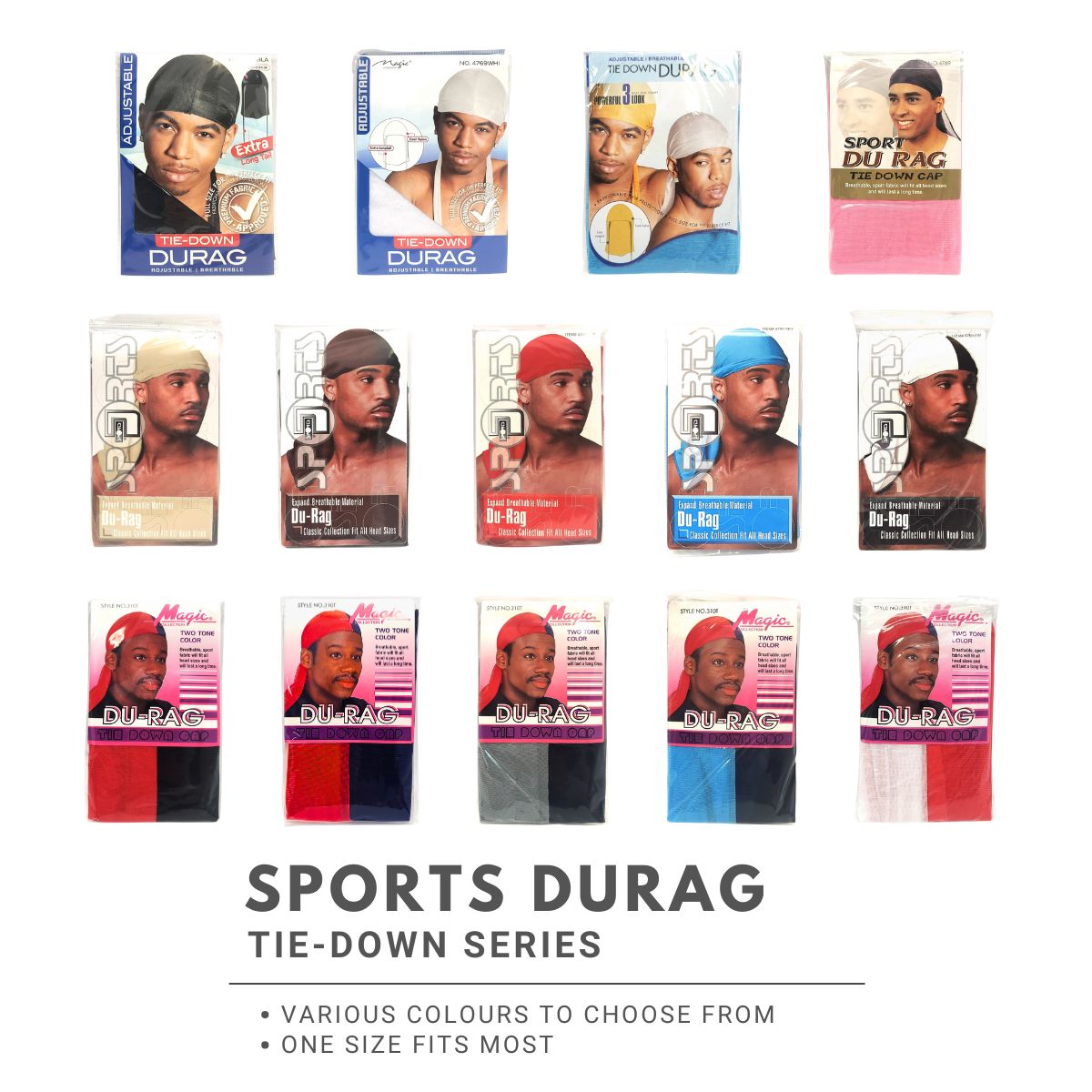 Durag - Sports, Tie Down, Multi-Coloured, One Size Accessories