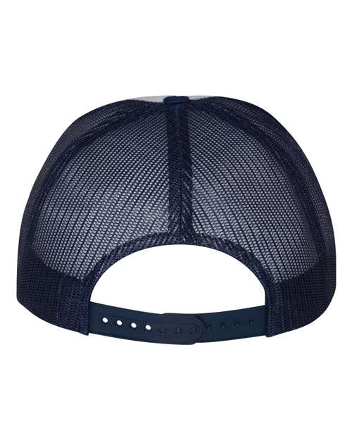 YP Classics 6006, Classic Five-panel Trucker Cap, Navy/ White/ Navy