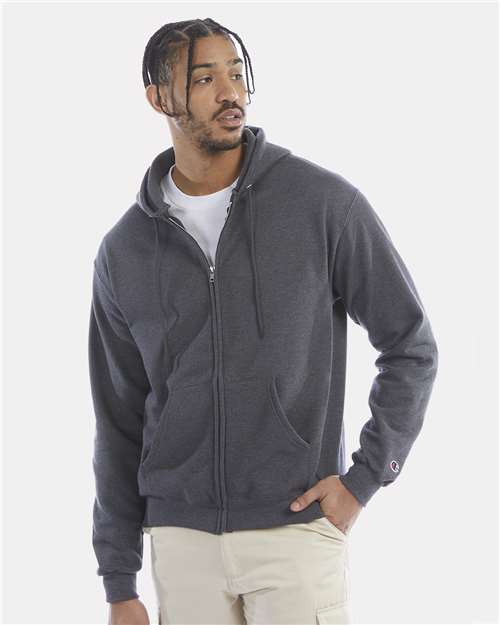 Champion S800, Unisex Powerblend Full-zip Hooded Sweatshirt, Charcoal Heather